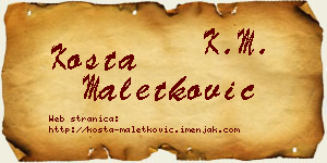 Kosta Maletković vizit kartica